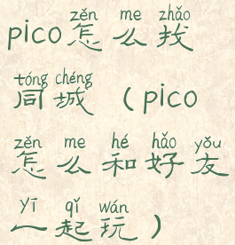 pico怎么找同城(pico怎么和好友一起玩)