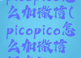 picopico怎么加微信(picopico怎么加微信好友)