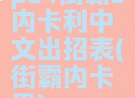 ps4街霸5内卡利中文出招表(街霸内卡里)