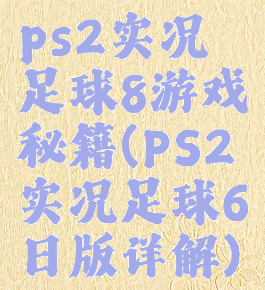 ps2实况足球8游戏秘籍(PS2实况足球6日版详解)