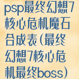 psp最终幻想7核心危机魔石合成表(最终幻想7核心危机最终boss)