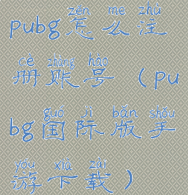 pubg怎么注册账号(pubg国际版手游下载)