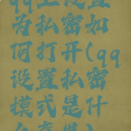 qq上设置为私密如何打开(qq设置私密模式是什么意思)