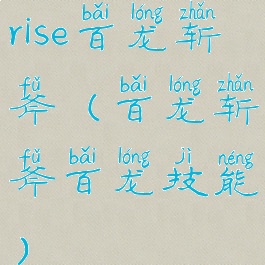 rise百龙斩斧(百龙斩斧百龙技能)