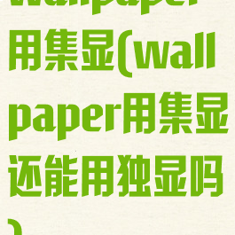 wallpaper用集显(wallpaper用集显还能用独显吗)