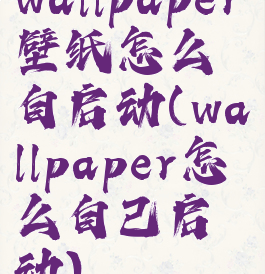 wallpaper壁纸怎么自启动(wallpaper怎么自己启动)