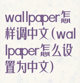wallpaper怎样调中文(wallpaper怎么设置为中文)