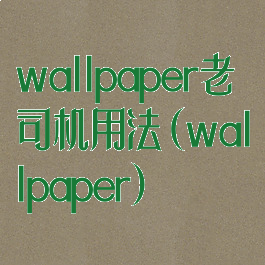 wallpaper老司机用法(wallpaper)