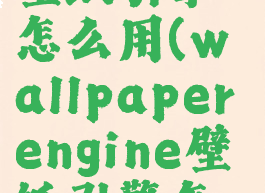 wallpaperengine壁纸引擎怎么用(wallpaperengine壁纸引擎怎么设置锁屏)