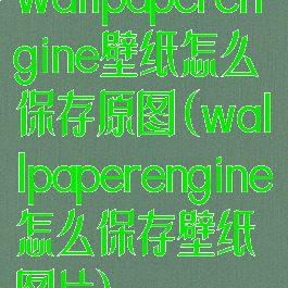 wallpaperengine壁纸怎么保存原图(wallpaperengine怎么保存壁纸图片)