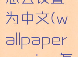 wallpaperengine怎么设置为中文(wallpaperengine怎么设置中文版)