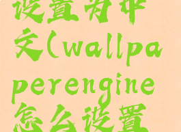 wallpaperengine怎么设置为中文(wallpaperengine怎么设置中文电脑版)