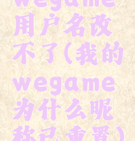 wegame用户名改不了(我的wegame为什么昵称已重置)