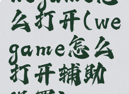 wegame怎么打开(wegame怎么打开辅助设置)