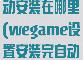 wegame自动安装在哪里(wegame设置安装完自动关机)