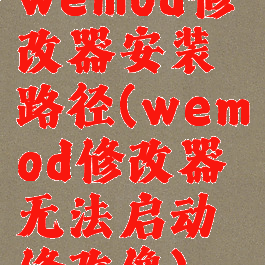 wemod修改器安装路径(wemod修改器无法启动修改像)