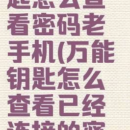 wifi万能钥匙怎么查看密码老手机(万能钥匙怎么查看已经连接的密码)
