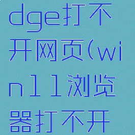 win11电脑有网但edge打不开网页(win11浏览器打不开网页但能上网)