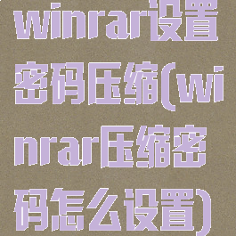 winrar设置密码压缩(winrar压缩密码怎么设置)