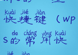 wps的一些快捷键(wps的常用快捷键)