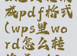 wps的word怎么转换成pdf格式(wps里word怎么转换成pdf格式)