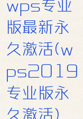 wps专业版最新永久激活(wps2019专业版永久激活)