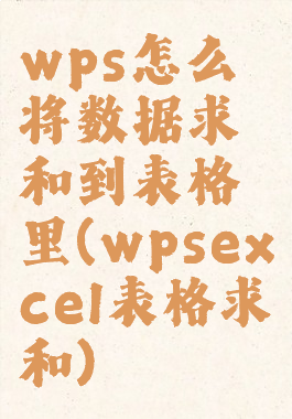 wps怎么将数据求和到表格里(wpsexcel表格求和)