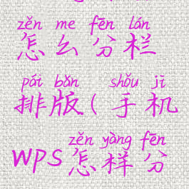 wps手机版怎么分栏排版(手机wps怎样分栏)