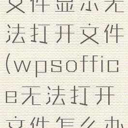 wps打开文件显示无法打开文件(wpsoffice无法打开文件怎么办)