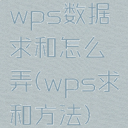 wps数据求和怎么弄(wps求和方法)