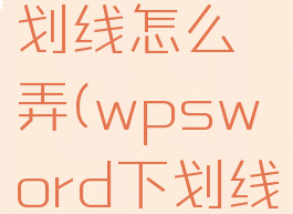 wpsoffice文档下划线怎么弄(wpsword下划线怎么打出来)