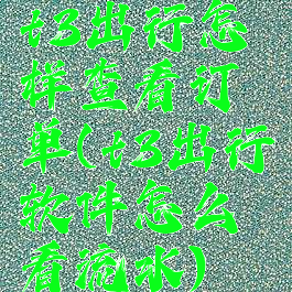 t3出行怎样查看订单(t3出行软件怎么看流水)