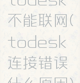 todesk不能联网(todesk连接错误什么原因)