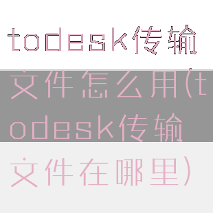 todesk传输文件怎么用(todesk传输文件在哪里)
