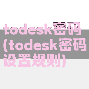 todesk密码(todesk密码设置规则)