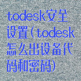todesk安全设置(todesk怎么出设备代码和密码)