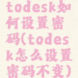 todesk如何设置密码(todesk怎么设置密码不变)