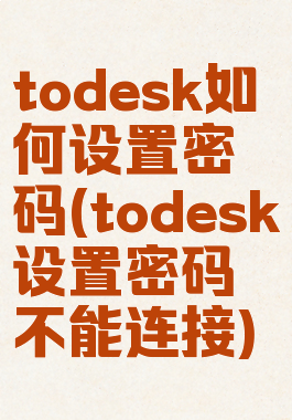 todesk如何设置密码(todesk设置密码不能连接)