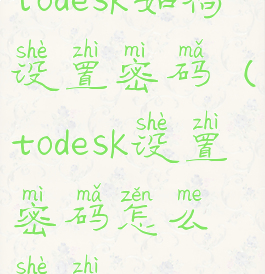 todesk如何设置密码(todesk设置密码怎么设置)