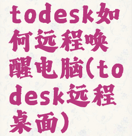 todesk如何远程唤醒电脑(todesk远程桌面)