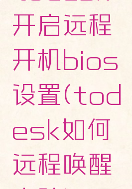 todesk开启远程开机bios设置(todesk如何远程唤醒电脑)