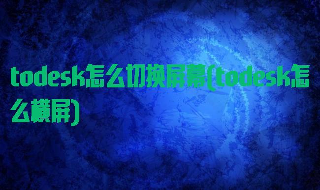 todesk怎么切换屏幕(todesk怎么横屏)