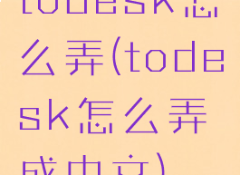 todesk怎么弄(todesk怎么弄成中文)