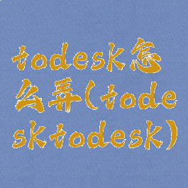 todesk怎么弄(todesktodesk)