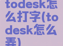 todesk怎么打字(todesk怎么弄)
