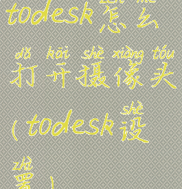 todesk怎么打开摄像头(todesk设置)