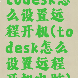 todesk怎么设置远程开机(todesk怎么设置远程开机电脑)