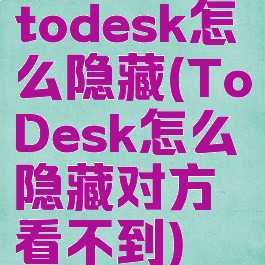 todesk怎么隐藏(ToDesk怎么隐藏对方看不到)