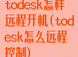todesk怎样远程开机(todesk怎么远程控制)