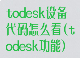 todesk设备代码怎么看(todesk功能)